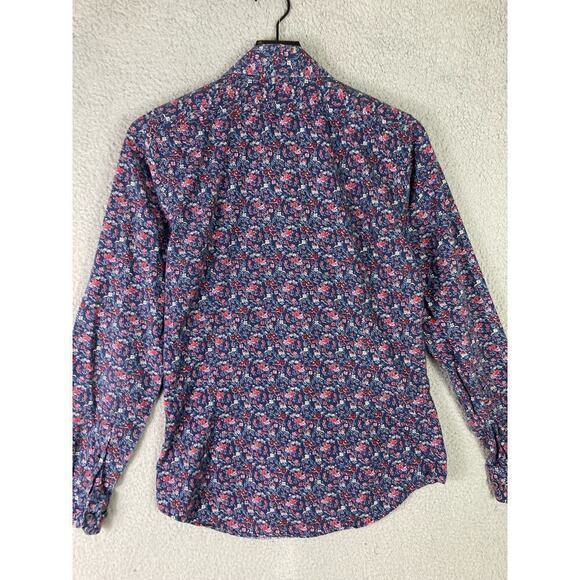 Express Men's Extra Slim Fit Floral Blue Long Sleeve Button-Up‎ Shirt S - Picture 10 of 10
